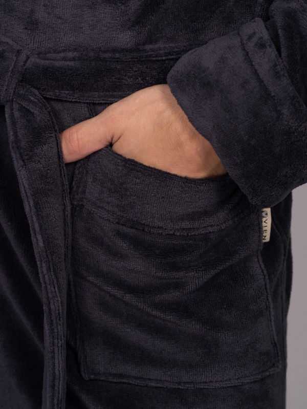 Мужской бамбуковый халат с капюшоном Magistr (Антрацит)